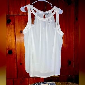 Express White Unique Shoulder tank top